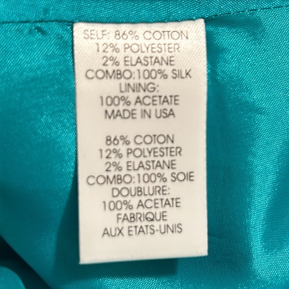 Nanette Lepore Tapestry Teal Marble Cotton & Silk Flare Skirt EUC Size 8 - Picture 4 of 5